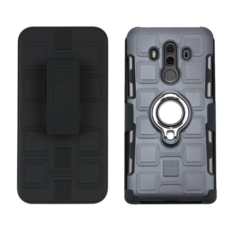 For Huawei Mate 10 Pro 3 In 1 Cube PC + TPU Protective Case with 360 Degrees Rotate Silver Ring Holder