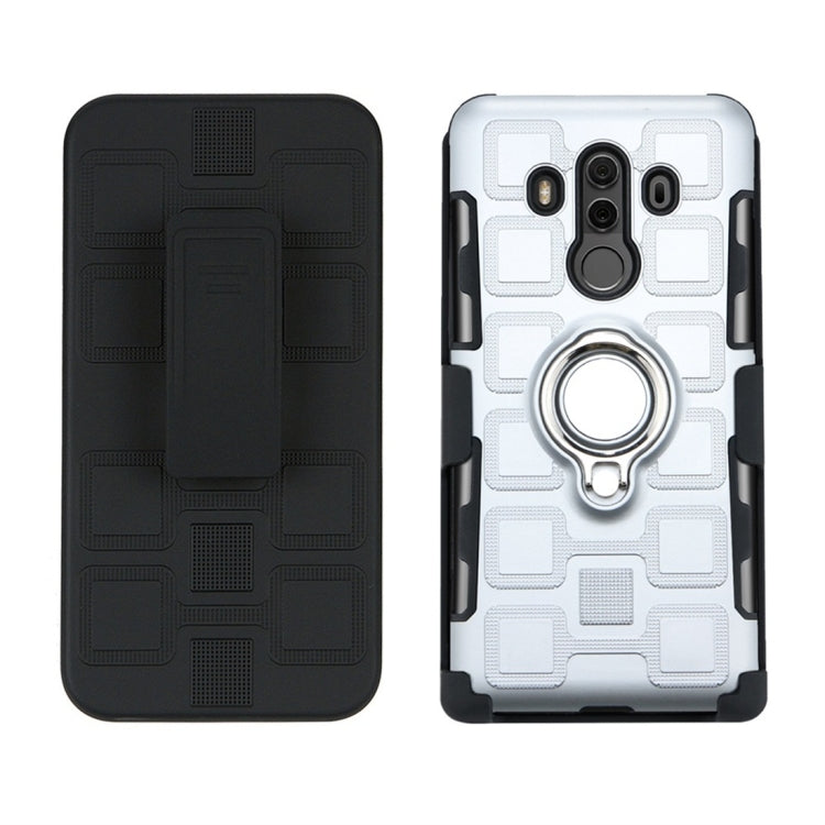 For Huawei Mate 10 Pro 3 In 1 Cube PC + TPU Protective Case with 360 Degrees Rotate Silver Ring Holder