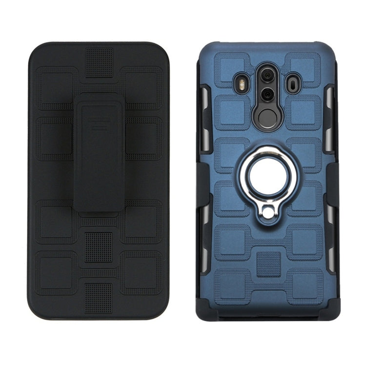 For Huawei Mate 10 Pro 3 In 1 Cube PC + TPU Protective Case with 360 Degrees Rotate Silver Ring Holder