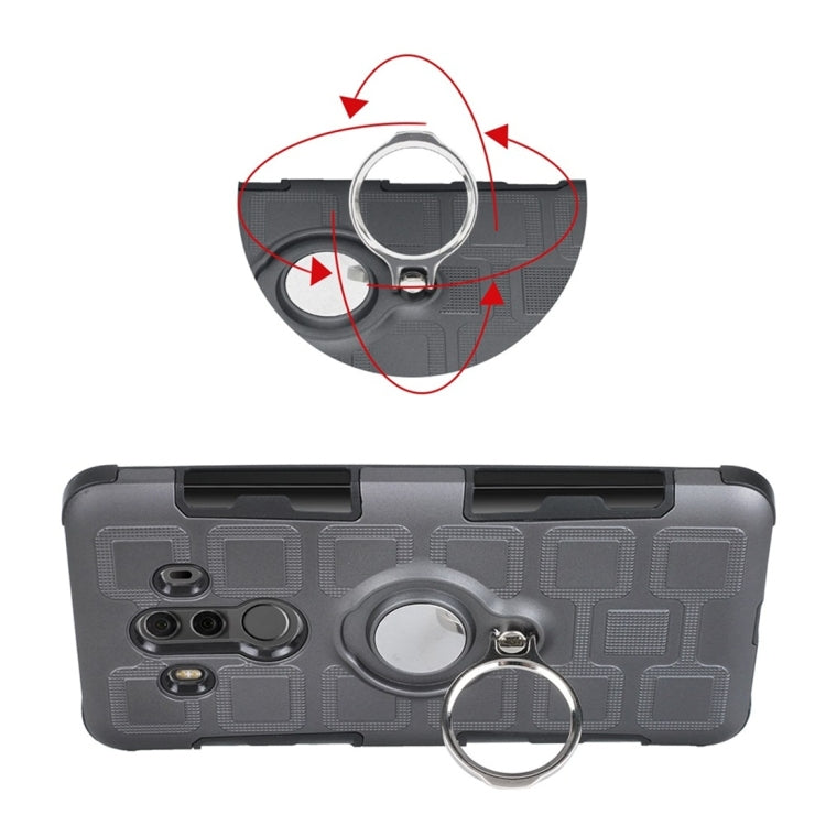 For Huawei Mate 10 Pro 3 In 1 Cube PC + TPU Protective Case with 360 Degrees Rotate Silver Ring Holder