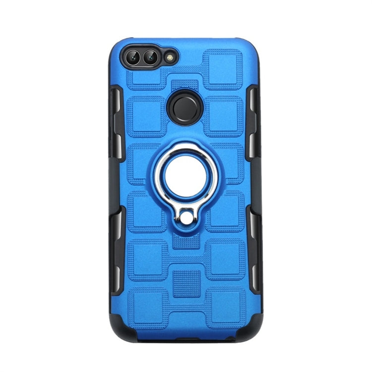 For Huawei P Smart / Enjoy 7s 3 In 1 Cube PC + TPU Protective Case with 360 Degrees Rotate Silver Ring Holder