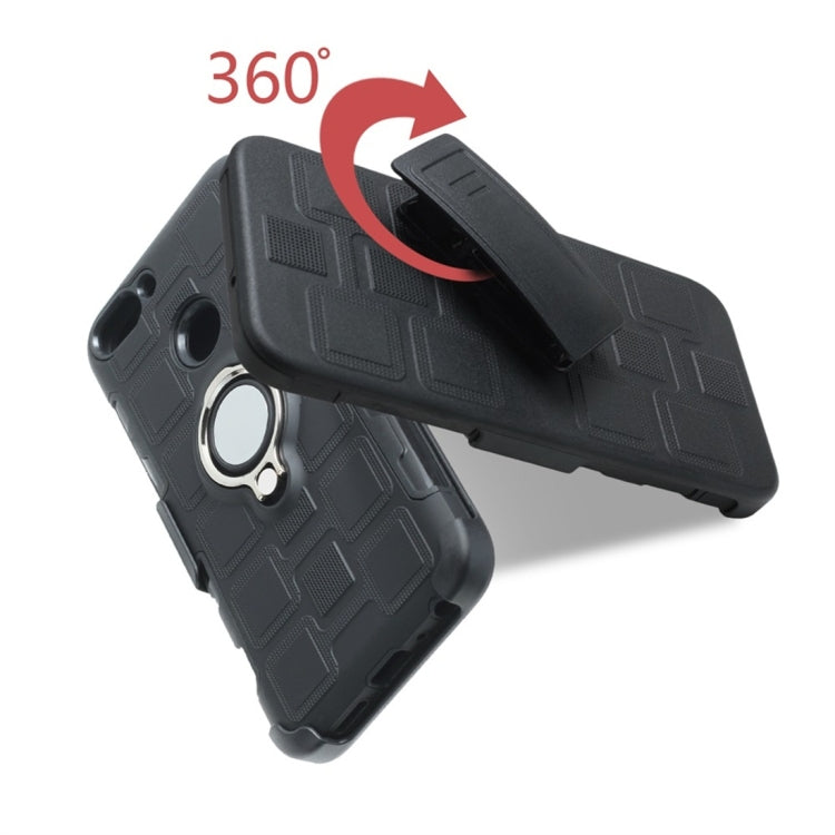 For Huawei P Smart / Enjoy 7s 3 In 1 Cube PC + TPU Protective Case with 360 Degrees Rotate Silver Ring Holder