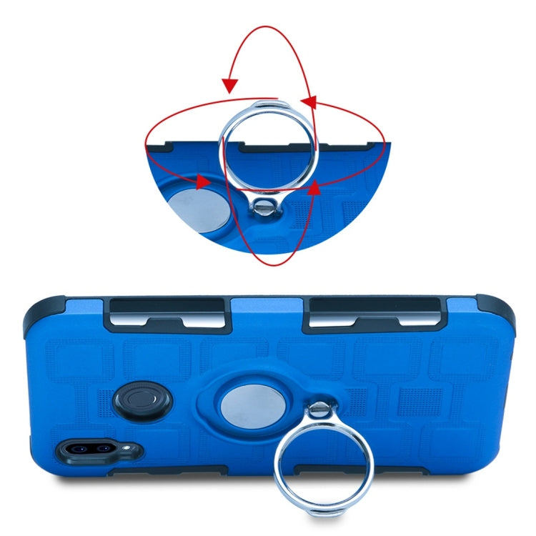 For Huawei P20 Lite 3 In 1 Cube PC + TPU Protective Case with 360 Degrees Rotate Silver Ring Holder