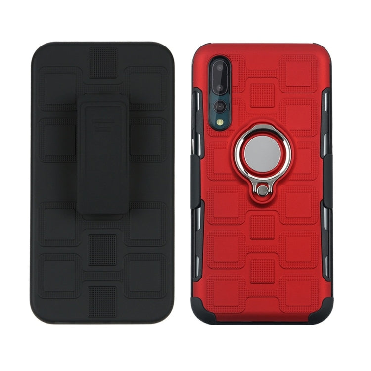 For Huawei P20 Pro 3 In 1 Cube PC + TPU Protective Case with 360 Degrees Rotate Silver Ring Holder