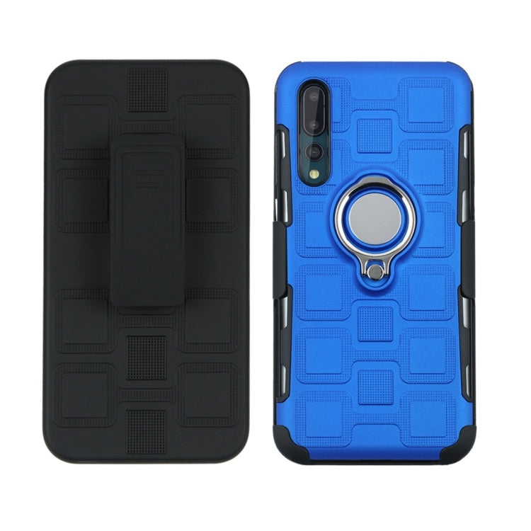 For Huawei P20 Pro 3 In 1 Cube PC + TPU Protective Case with 360 Degrees Rotate Silver Ring Holder