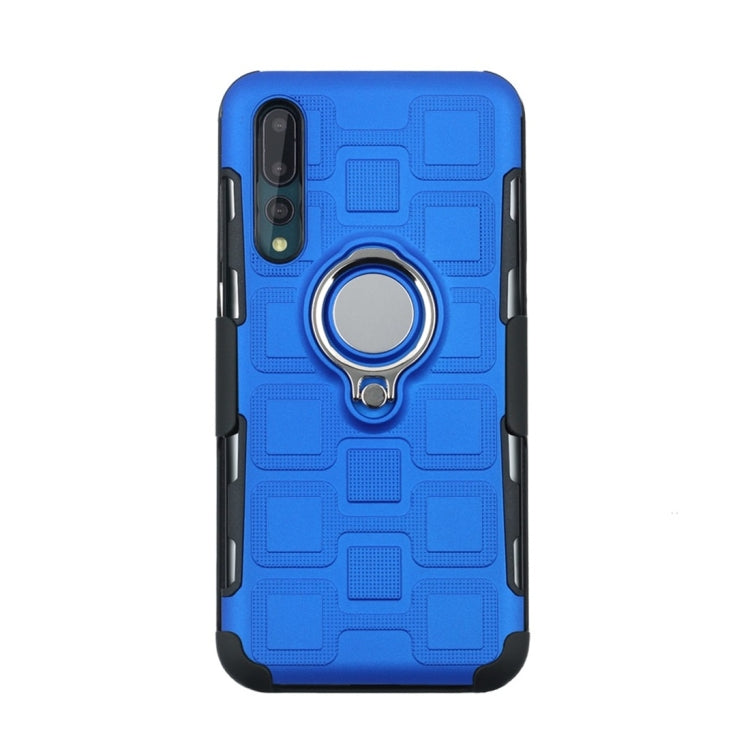 For Huawei P20 Pro 3 In 1 Cube PC + TPU Protective Case with 360 Degrees Rotate Silver Ring Holder