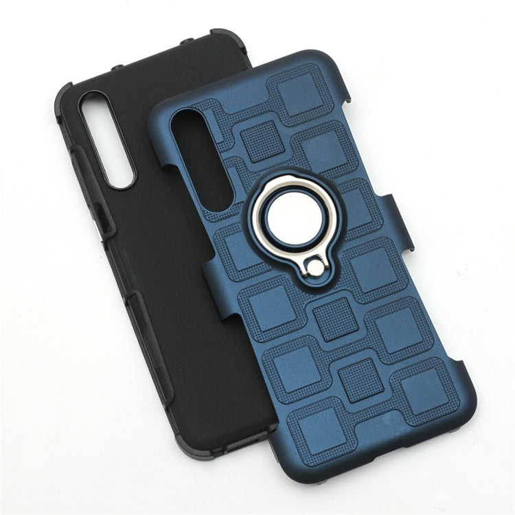 For Huawei P20 Pro 3 In 1 Cube PC + TPU Protective Case with 360 Degrees Rotate Silver Ring Holder