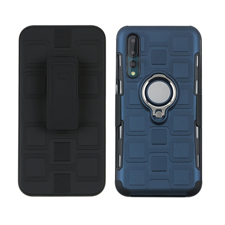 For Huawei P20 Pro 3 In 1 Cube PC + TPU Protective Case with 360 Degrees Rotate Silver Ring Holder