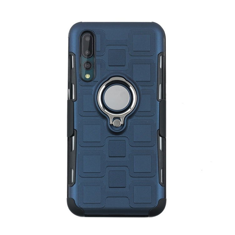 For Huawei P20 Pro 3 In 1 Cube PC + TPU Protective Case with 360 Degrees Rotate Silver Ring Holder