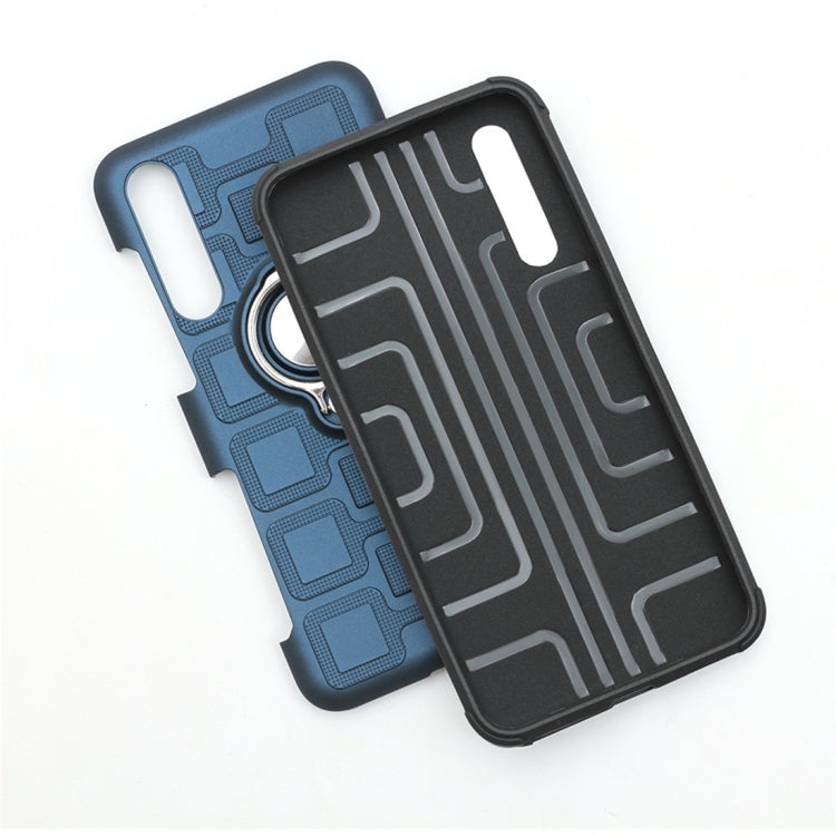 For Huawei P20 3 In 1 Cube PC + TPU Protective Case with 360 Degrees Rotate Silver Ring Holder