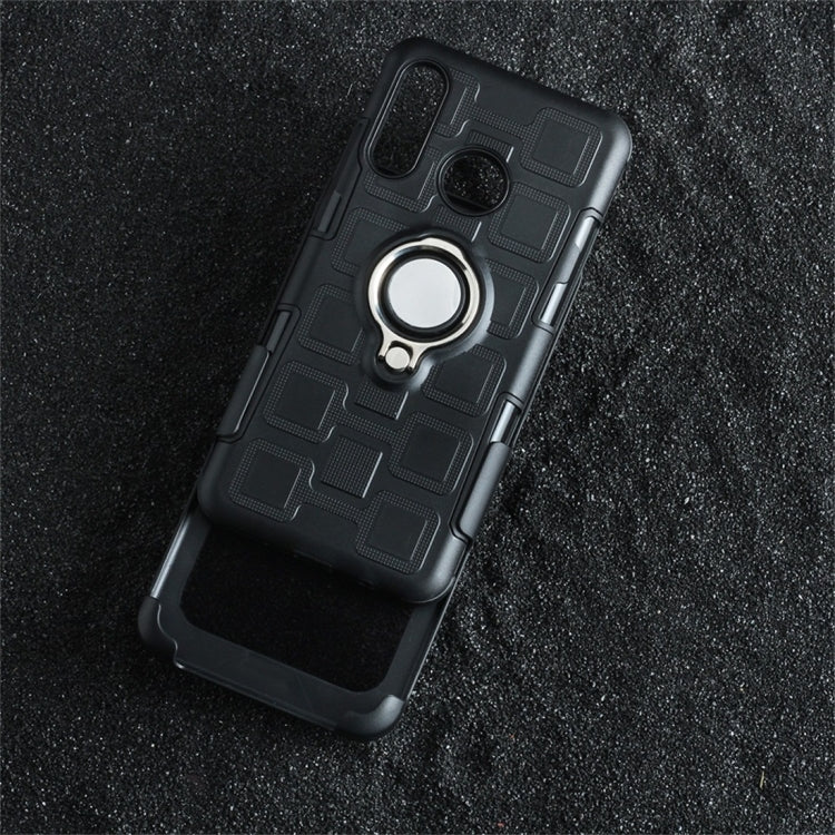 For Huawei P30 Lite 3 In 1 Cube PC + TPU Protective Case with 360 Degrees Rotate Silver Ring Holder