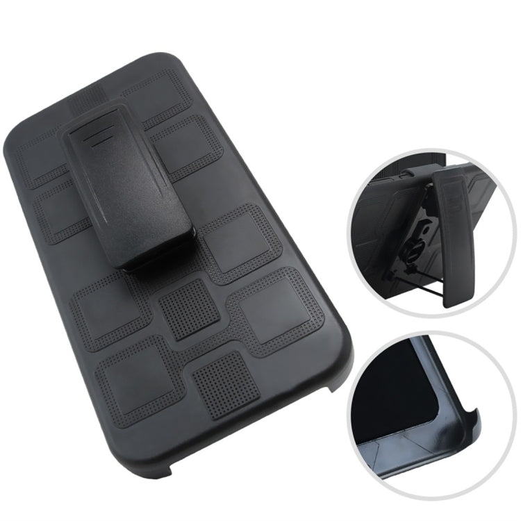 For Huawei Y6 (2019) 3 In 1 Cube PC + TPU Protective Case with 360 Degrees Rotate Silver Ring Holder