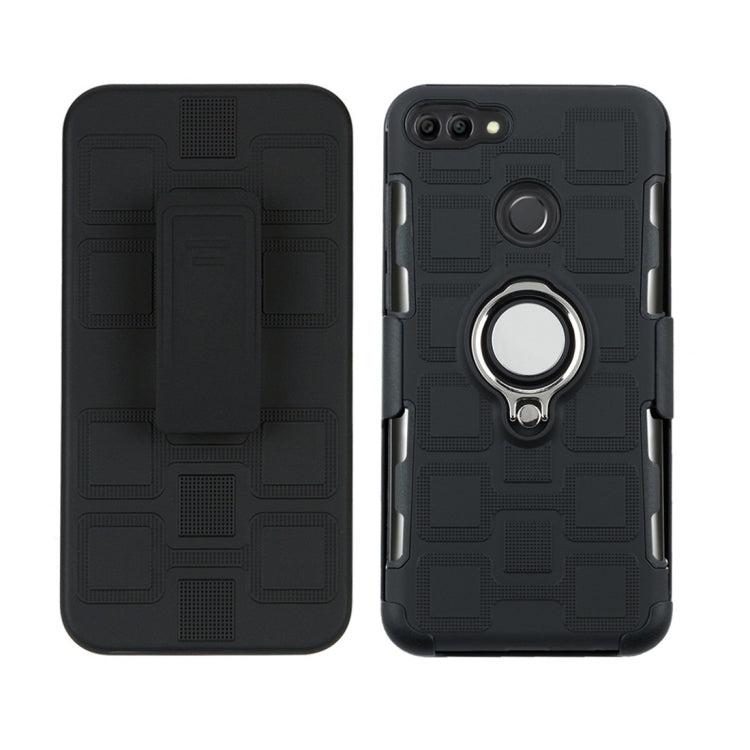 For Huawei Y9 (2018) / Enjoy 8 Plus 3 In 1 Cube PC + TPU Protective Case with 360 Degrees Rotate Silver Ring Holder