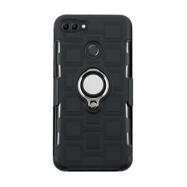 For Huawei Y9 (2018) / Enjoy 8 Plus 3 In 1 Cube PC + TPU Protective Case with 360 Degrees Rotate Silver Ring Holder