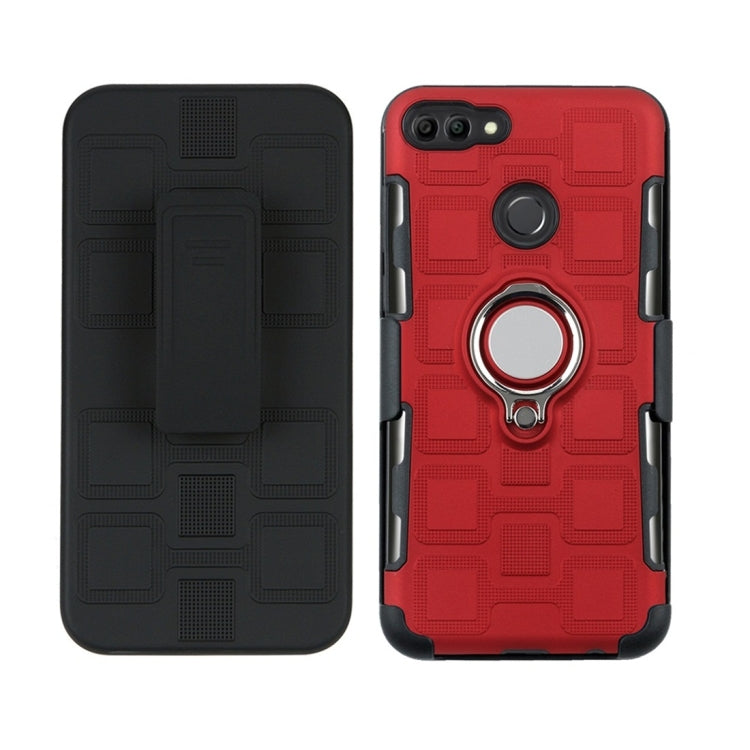For Huawei Y9 (2018) / Enjoy 8 Plus 3 In 1 Cube PC + TPU Protective Case with 360 Degrees Rotate Silver Ring Holder