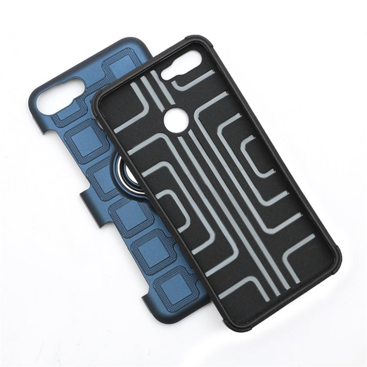 For Huawei Y9 (2018) / Enjoy 8 Plus 3 In 1 Cube PC + TPU Protective Case with 360 Degrees Rotate Silver Ring Holder
