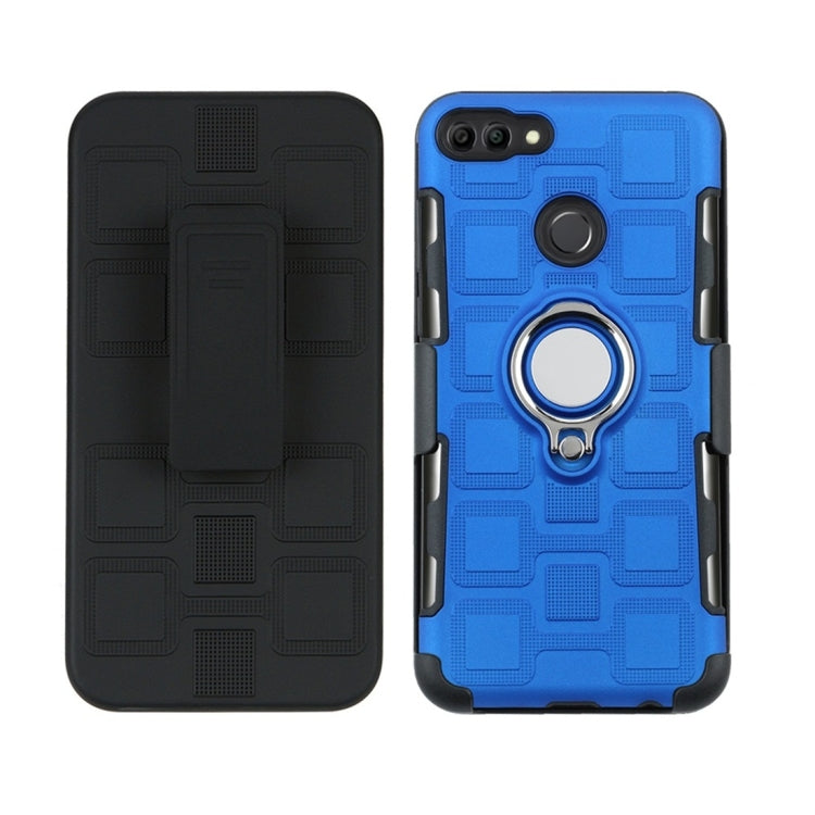 For Huawei Y9 (2018) / Enjoy 8 Plus 3 In 1 Cube PC + TPU Protective Case with 360 Degrees Rotate Silver Ring Holder