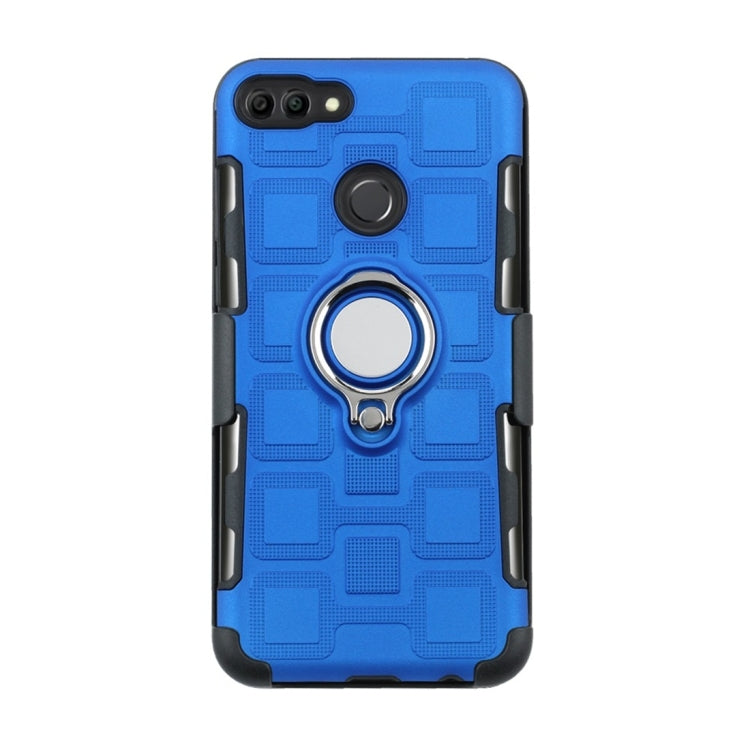 For Huawei Y9 (2018) / Enjoy 8 Plus 3 In 1 Cube PC + TPU Protective Case with 360 Degrees Rotate Silver Ring Holder