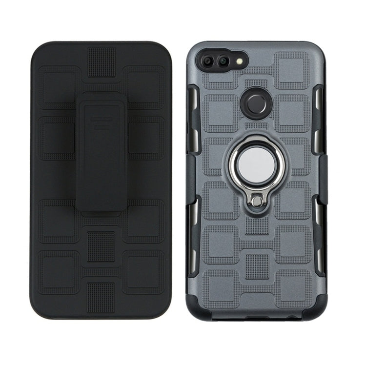 For Huawei Y9 (2018) / Enjoy 8 Plus 3 In 1 Cube PC + TPU Protective Case with 360 Degrees Rotate Silver Ring Holder