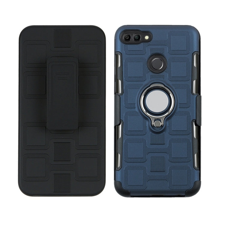 For Huawei Y9 (2018) / Enjoy 8 Plus 3 In 1 Cube PC + TPU Protective Case with 360 Degrees Rotate Silver Ring Holder