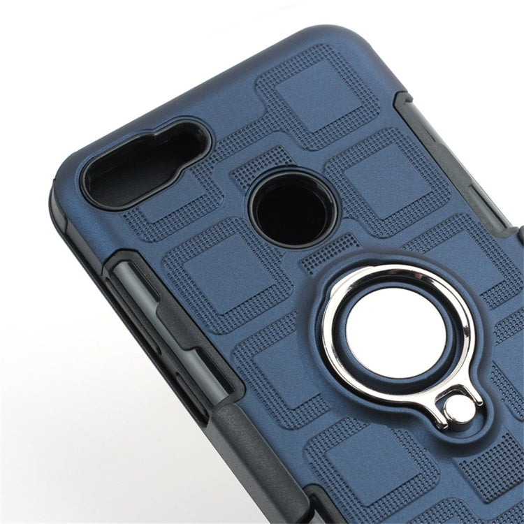 For Huawei Y9 (2018) / Enjoy 8 Plus 3 In 1 Cube PC + TPU Protective Case with 360 Degrees Rotate Silver Ring Holder