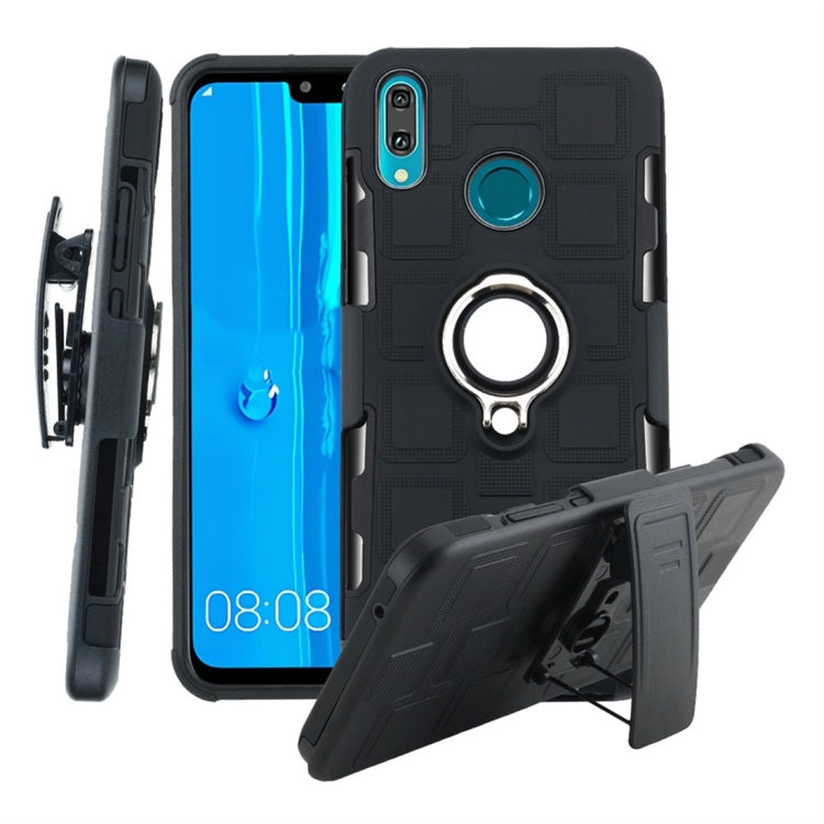 For Huawei Y9 (2019) / Enjoy 9 Plus 3 In 1 Cube PC + TPU Protective Case with 360 Degrees Rotate Silver Ring Holder