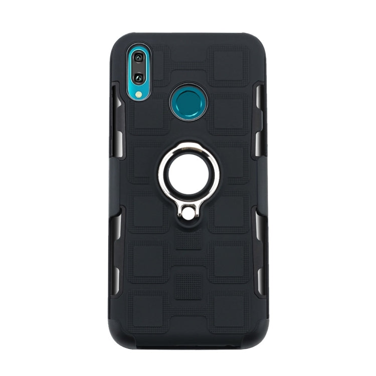 For Huawei Y9 (2019) / Enjoy 9 Plus 3 In 1 Cube PC + TPU Protective Case with 360 Degrees Rotate Silver Ring Holder
