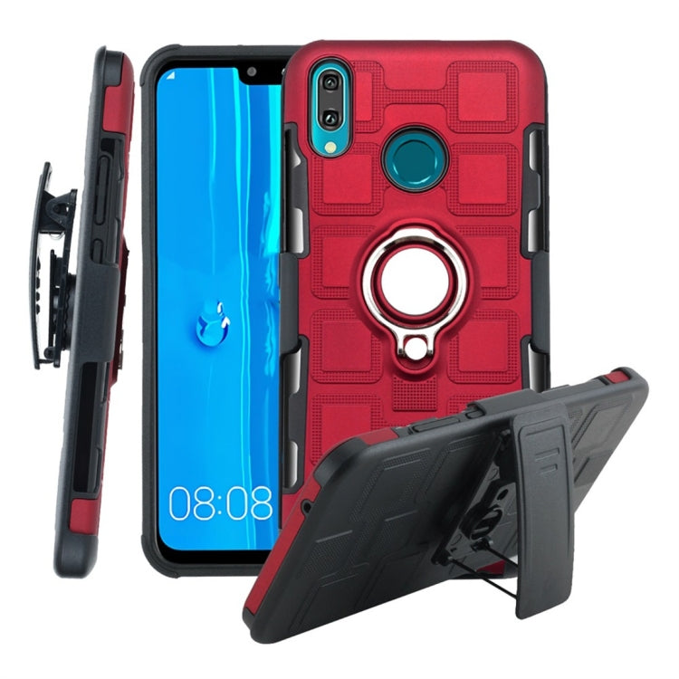 For Huawei Y9 (2019) / Enjoy 9 Plus 3 In 1 Cube PC + TPU Protective Case with 360 Degrees Rotate Silver Ring Holder