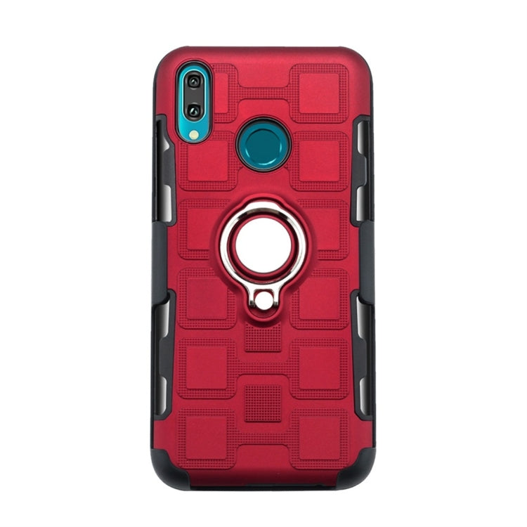 For Huawei Y9 (2019) / Enjoy 9 Plus 3 In 1 Cube PC + TPU Protective Case with 360 Degrees Rotate Silver Ring Holder