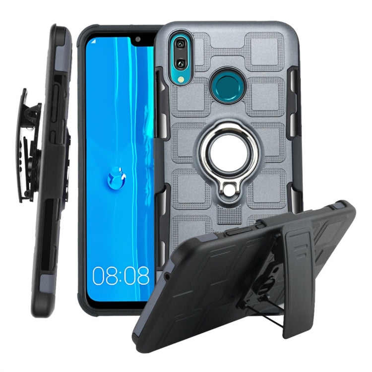 For Huawei Y9 (2019) / Enjoy 9 Plus 3 In 1 Cube PC + TPU Protective Case with 360 Degrees Rotate Silver Ring Holder
