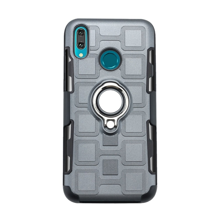 For Huawei Y9 (2019) / Enjoy 9 Plus 3 In 1 Cube PC + TPU Protective Case with 360 Degrees Rotate Silver Ring Holder