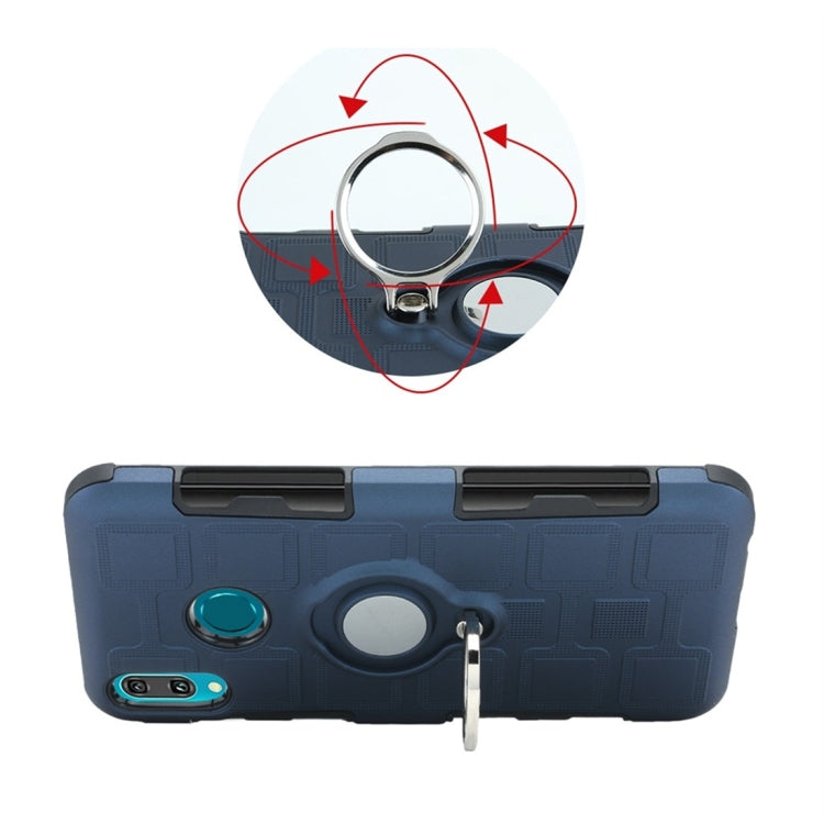 For Huawei Y9 (2019) / Enjoy 9 Plus 3 In 1 Cube PC + TPU Protective Case with 360 Degrees Rotate Silver Ring Holder