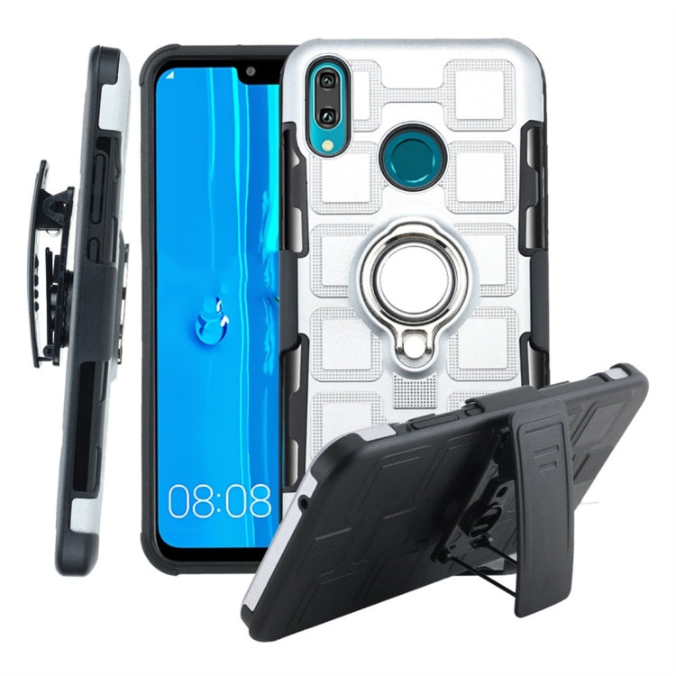 For Huawei Y9 (2019) / Enjoy 9 Plus 3 In 1 Cube PC + TPU Protective Case with 360 Degrees Rotate Silver Ring Holder