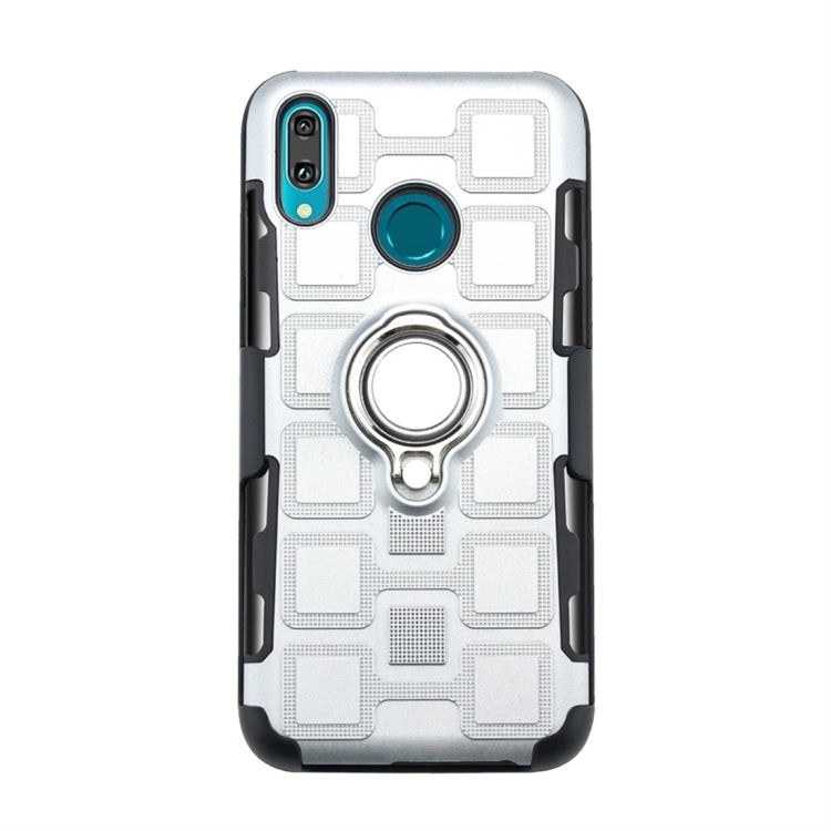 For Huawei Y9 (2019) / Enjoy 9 Plus 3 In 1 Cube PC + TPU Protective Case with 360 Degrees Rotate Silver Ring Holder