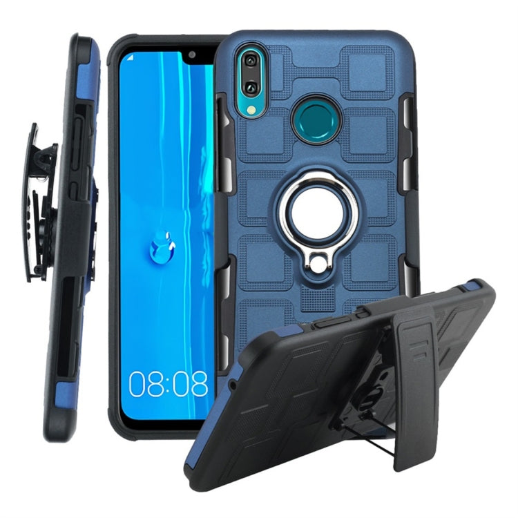 For Huawei Y9 (2019) / Enjoy 9 Plus 3 In 1 Cube PC + TPU Protective Case with 360 Degrees Rotate Silver Ring Holder
