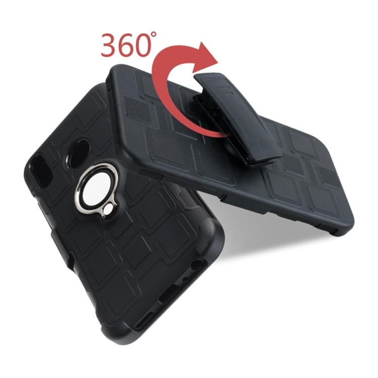 For Huawei Y9 (2019) / Enjoy 9 Plus 3 In 1 Cube PC + TPU Protective Case with 360 Degrees Rotate Silver Ring Holder