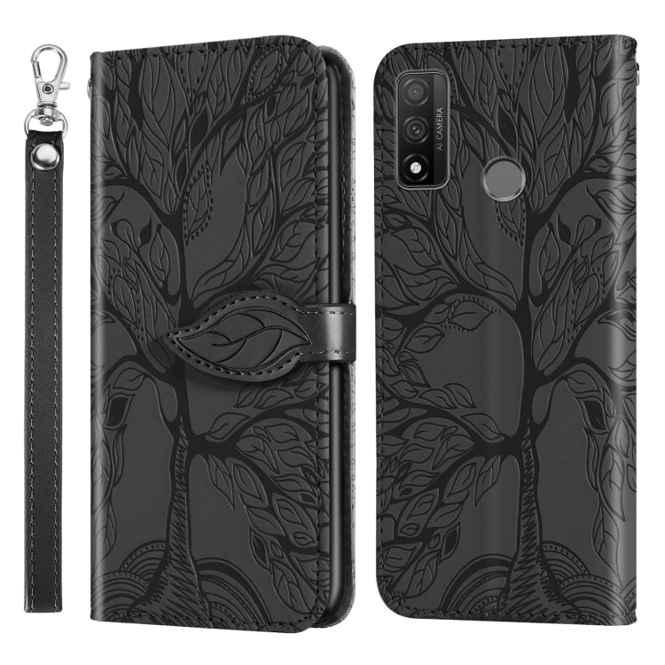 For Huawei P smart 2020 Life of Tree Embossing Pattern Horizontal Flip Leather Case with Holder & Card Slot & Wallet & Photo Frame & Lanyard