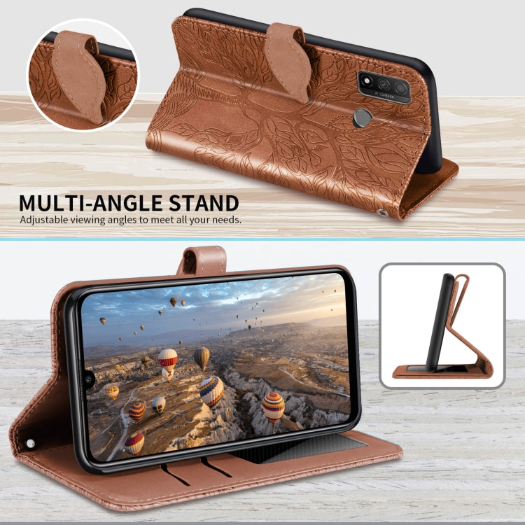 For Huawei P smart 2020 Life of Tree Embossing Pattern Horizontal Flip Leather Case with Holder & Card Slot & Wallet & Photo Frame & Lanyard