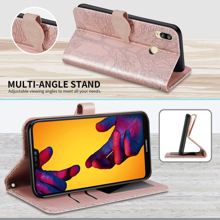 For Huawei P20 Lite Life of Tree Embossing Pattern Horizontal Flip Leather Case with Holder & Card Slot & Wallet & Photo Frame & Lanyard