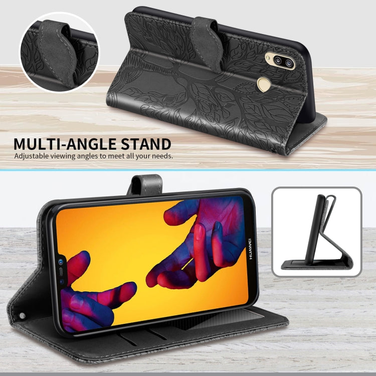 For Huawei P20 Lite Life of Tree Embossing Pattern Horizontal Flip Leather Case with Holder & Card Slot & Wallet & Photo Frame & Lanyard