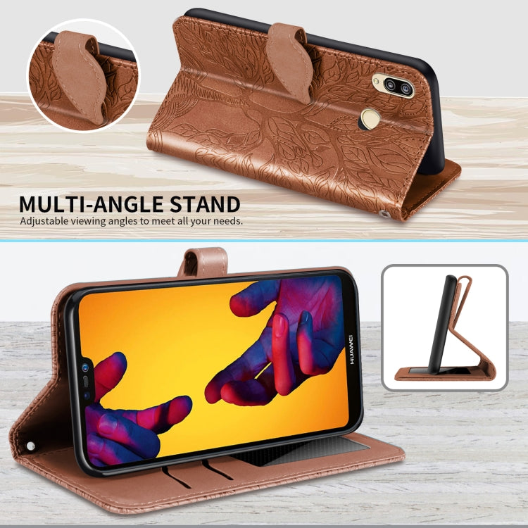 For Huawei P20 Lite Life of Tree Embossing Pattern Horizontal Flip Leather Case with Holder & Card Slot & Wallet & Photo Frame & Lanyard