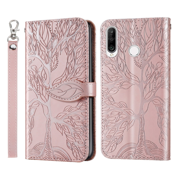 For Huawei P30 Lite Life of Tree Embossing Pattern Horizontal Flip Leather Case with Holder & Card Slot & Wallet & Photo Frame & Lanyard