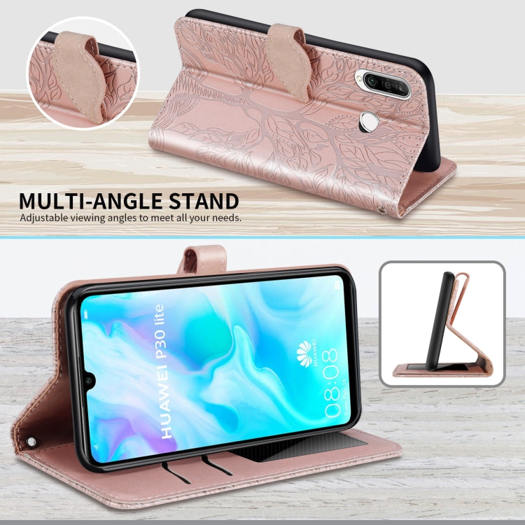 For Huawei P30 Lite Life of Tree Embossing Pattern Horizontal Flip Leather Case with Holder & Card Slot & Wallet & Photo Frame & Lanyard