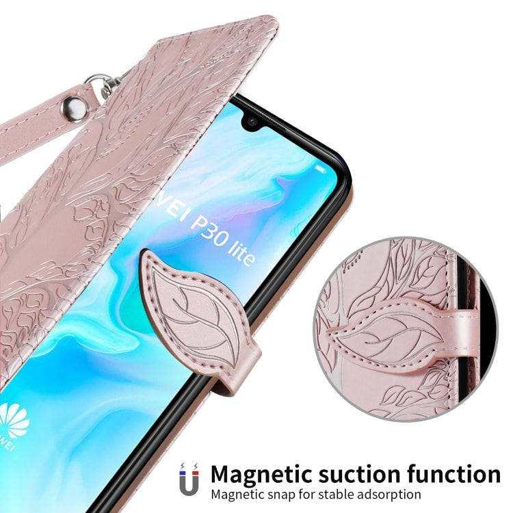 For Huawei P30 Lite Life of Tree Embossing Pattern Horizontal Flip Leather Case with Holder & Card Slot & Wallet & Photo Frame & Lanyard