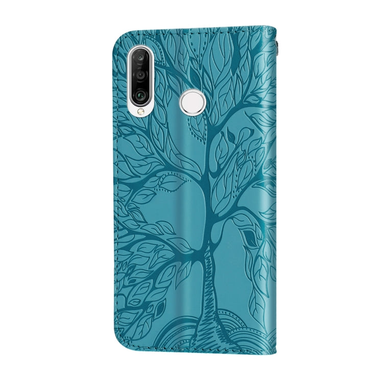 For Huawei P30 Lite Life of Tree Embossing Pattern Horizontal Flip Leather Case with Holder & Card Slot & Wallet & Photo Frame & Lanyard