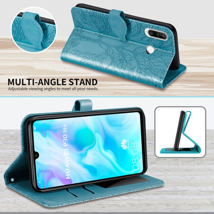 For Huawei P30 Lite Life of Tree Embossing Pattern Horizontal Flip Leather Case with Holder & Card Slot & Wallet & Photo Frame & Lanyard