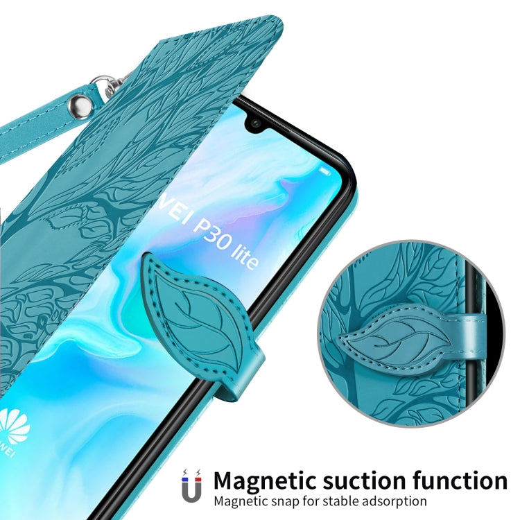 For Huawei P30 Lite Life of Tree Embossing Pattern Horizontal Flip Leather Case with Holder & Card Slot & Wallet & Photo Frame & Lanyard
