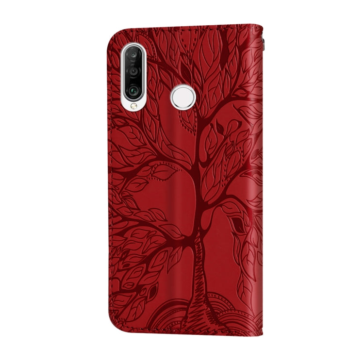 For Huawei P30 Lite Life of Tree Embossing Pattern Horizontal Flip Leather Case with Holder & Card Slot & Wallet & Photo Frame & Lanyard