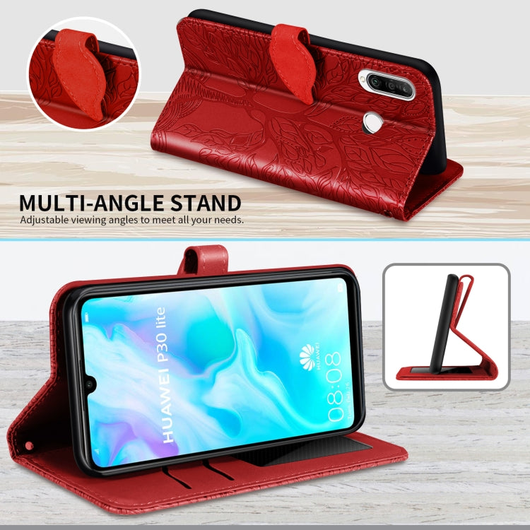 For Huawei P30 Lite Life of Tree Embossing Pattern Horizontal Flip Leather Case with Holder & Card Slot & Wallet & Photo Frame & Lanyard