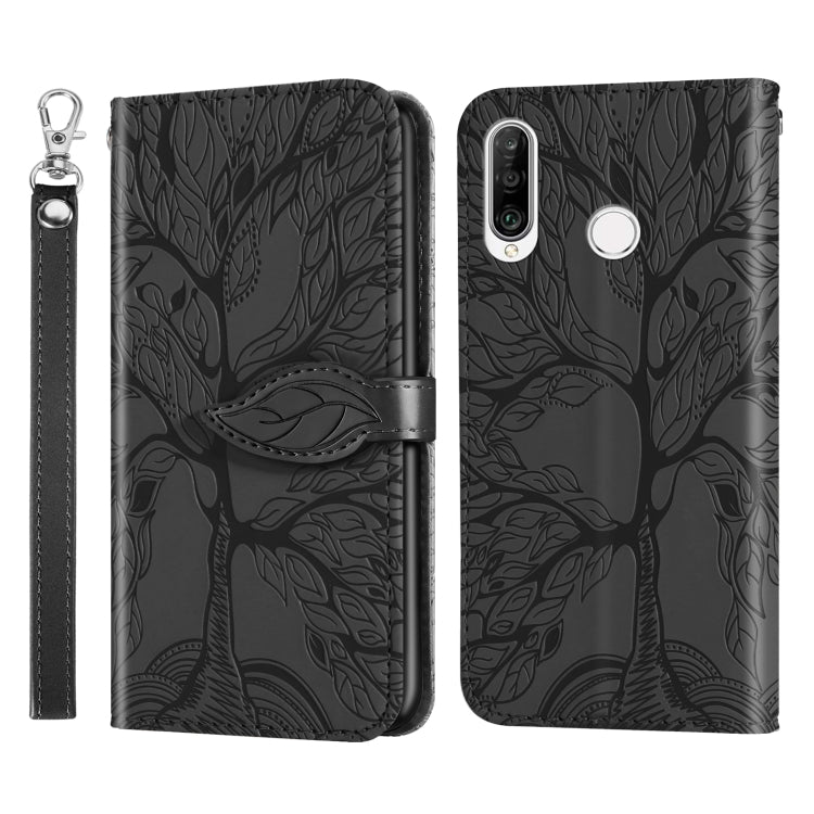 For Huawei P30 Lite Life of Tree Embossing Pattern Horizontal Flip Leather Case with Holder & Card Slot & Wallet & Photo Frame & Lanyard